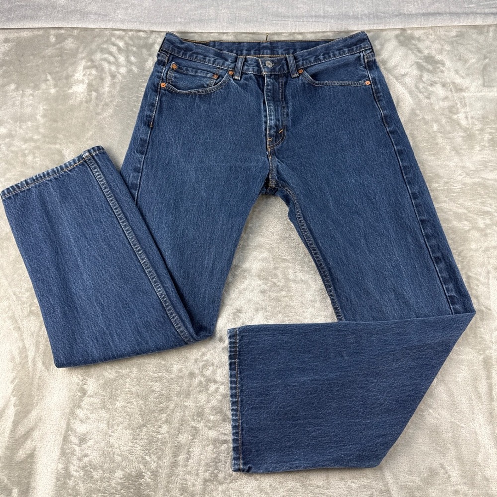 Levi's Jeans Mens 34x32 505 Regular Fit Blue Straight Leg Denim EUC